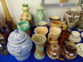 A qty of pottery vases, Royal Doulton etc.