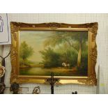 A gilt framed country scene,