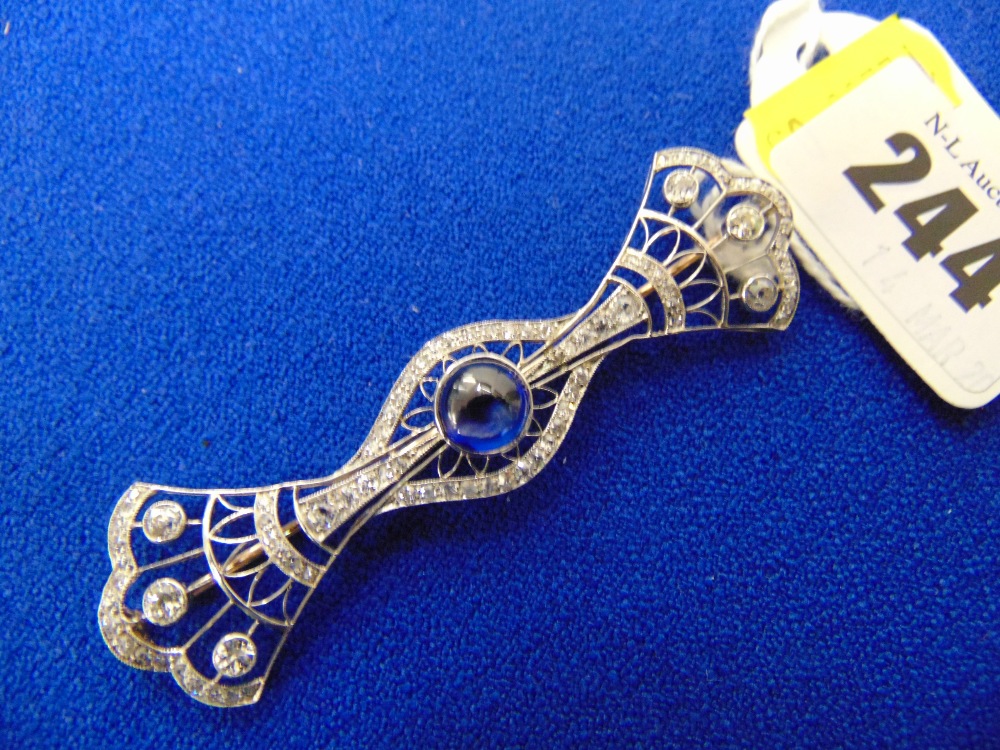 A gold and possibly Platinum Diamond and Sapphire Edwardian brooch - Image 2 of 2