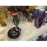 A collection of glassware, vases etc.