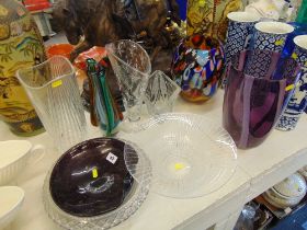 A collection of glassware, vases etc.