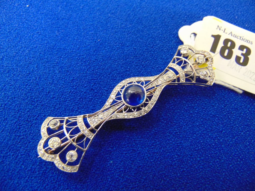 A gold and possibly Platinum Diamond and Sapphire Edwardian brooch
