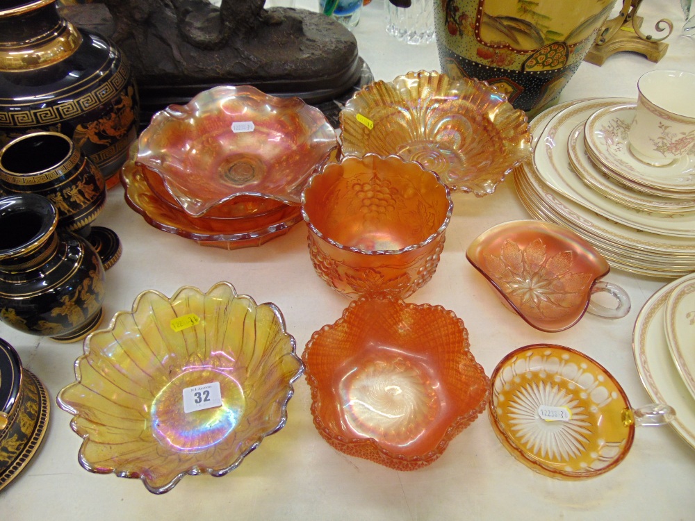 A collection of Carnival glass