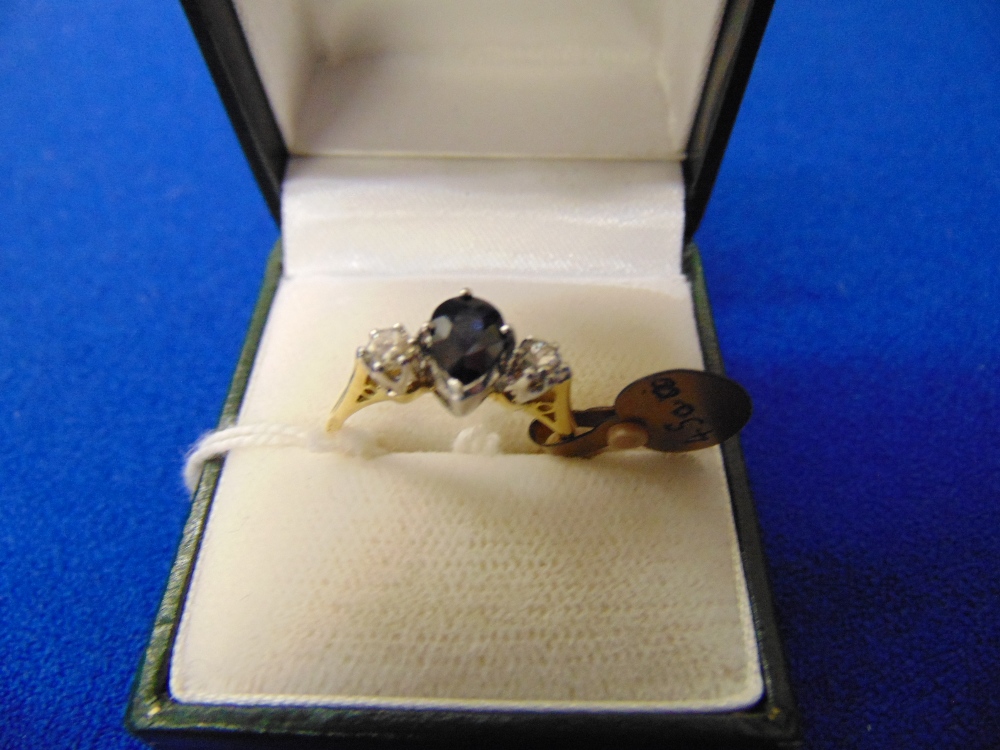 An 18ct gold, Diamond and Sapphire ring, - Image 2 of 2