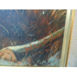 A gilt framed oil on board, winter scene,