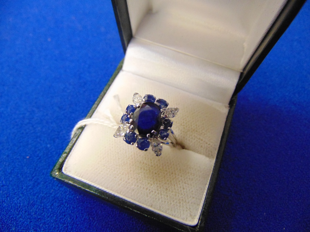 An 18ct White gold, Sapphire and Diamond cocktail ring, - Image 2 of 2