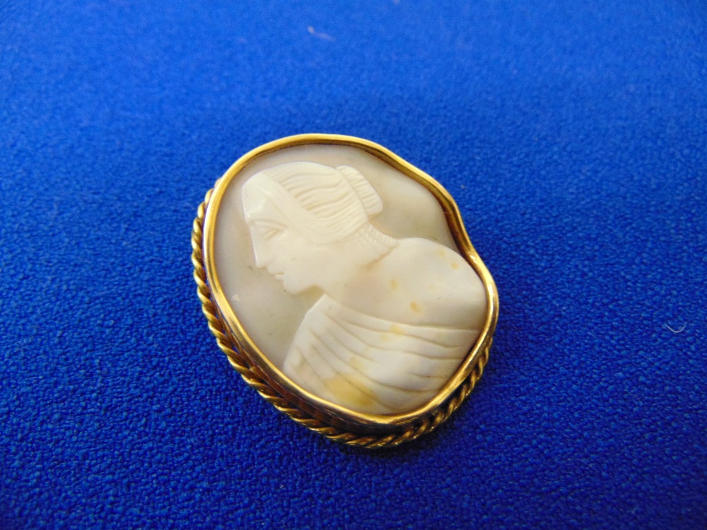 A 9ct Gold Shell Cameo brooch/ pendant