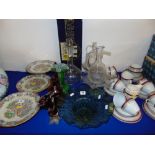 A qty of glass, decanters, tazza's etc.