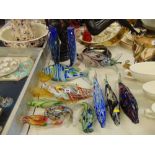 A collection of twelve Murano fish