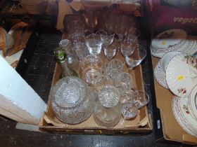 A qty of glass inc. decanters etc.