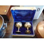 A pair of boxed silver plated goblets