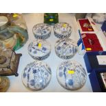 Six blue and white porcelain boxes