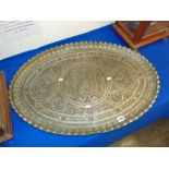 A Copper/ silver plated tray engraved with Persian Rulers