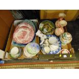 A box of assorted china