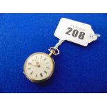 A Yellow metal fob watch set with Diamonds,