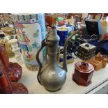 A metal and copper Moroccan water jug