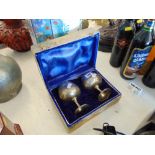 A pair of boxed silver plated goblets