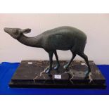 A retro Bronze Deer on marble base