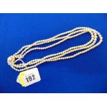 Three row graduated Pearl necklace with 9ct Gold clasp