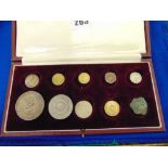 A boxed set of 10 assorted coins