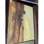 An unframed oil on canvas, landscape,