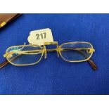 Pair of Cartier Gold plated spectacles in case