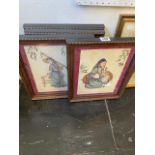 Four Indian framed pictures of a lady