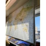 A world map print on canvas