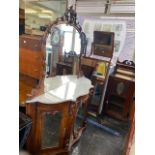 A marble top/ mirror back Credenza a.