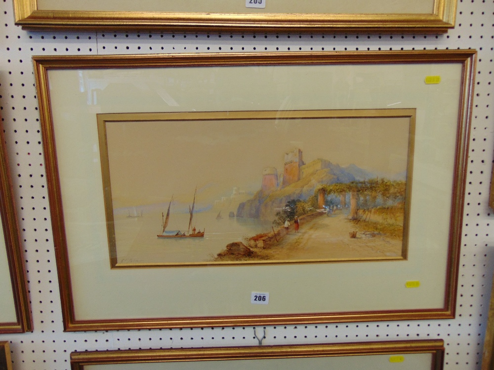 A gilt framed watercolour seascape, - Image 2 of 3