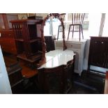 A marble top/ mirror back Credenza a.