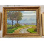 A large oil, country scene,