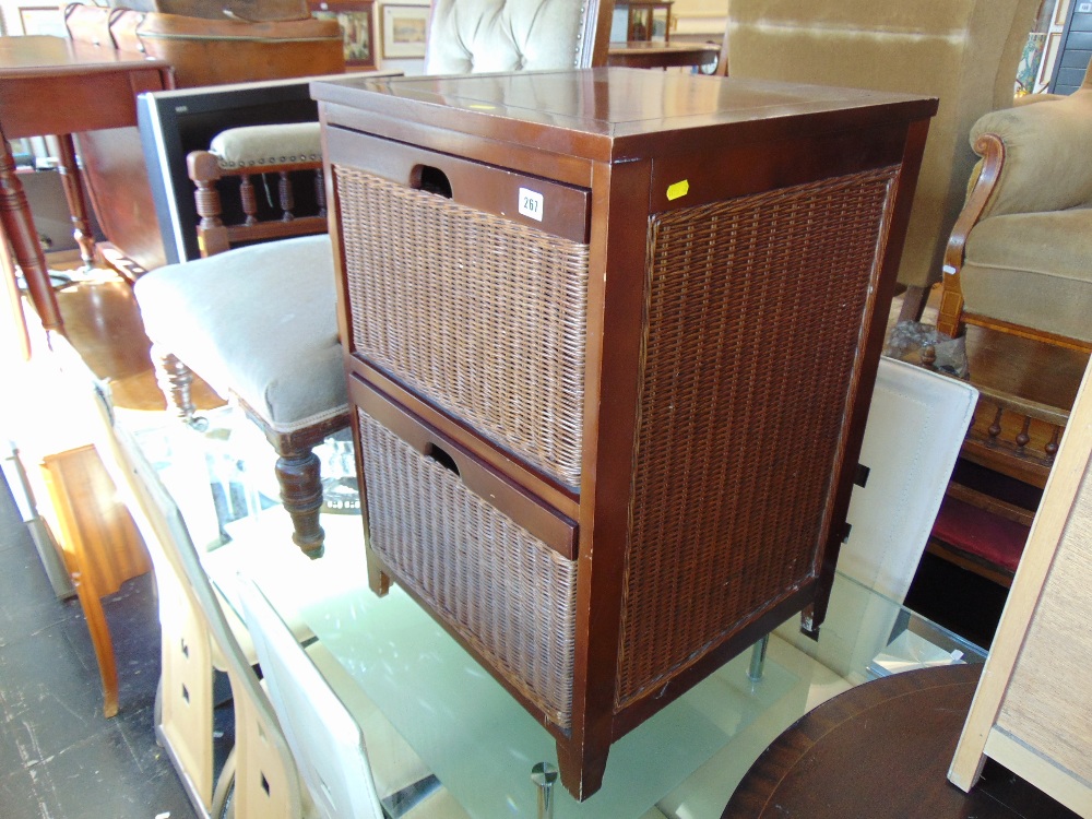 A Mahogany and rattan two drawer cabinet - Image 2 of 2