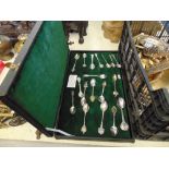 A boxed collection of tea spoons