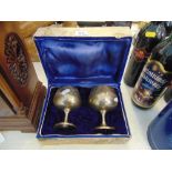 A pair of boxed silver plated goblets