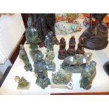 A collection of Oriental Soap stone figures