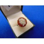 A Gold half stone Cameo ring