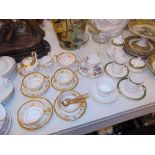 An Aynsley Imperial GOld tea service, 4 cups and saucers, milk, sugar and soup bowl (some a.
