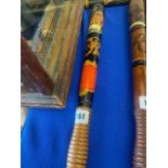 Victorian truncheon, '(Crown) / VR / (red cartouche)', ribbed handle, stamped , 'FIELD,