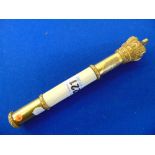 Ivory and gilt /gilded brass tipstaff, unscrewing Crown, '(Aberdeen Coat of Arms)', 8", 20 cm,