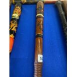 Victorian weighted truncheon, Scottish style, '(Crown) / VR ', pointed tip, ribbed handle, 18",