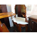 A marble top/ mirror back Credenza a.