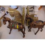 Pair of wooden decorative Horse figures and Horse book ends
