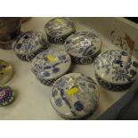 Six blue and white porcelain boxes