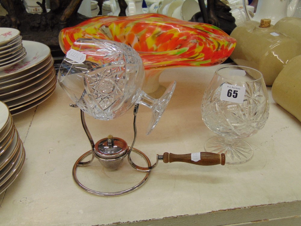 A silver plated Brandy warmer, inc.