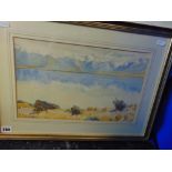 A framed watercolour, New Zealand landscape,