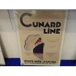 A vintage Cunard Line, Etats Unis et Canada, poster,