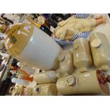 A qty of assorted items, stoneware, bed warmer, bread bin etc.