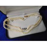 A two row cultured Pearl necklace,