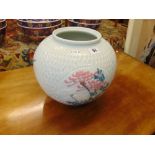 An Oriental floral blue vase